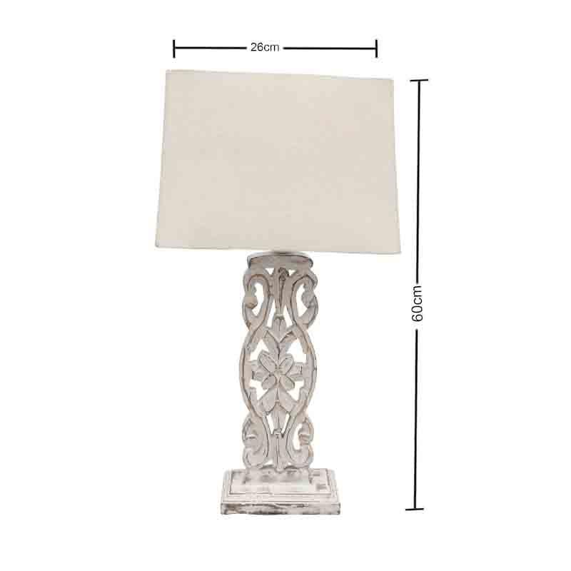 Meraki Carved Fabric Table Lamp - White media 5