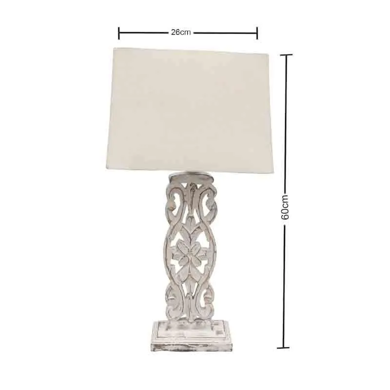 Meraki Carved Fabric Table Lamp - White media 5