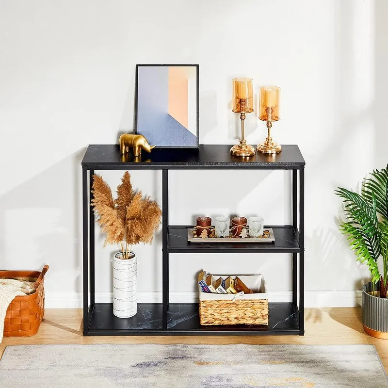 Stylish Sidekick Metal Console Table with Marble Top - Small media 3