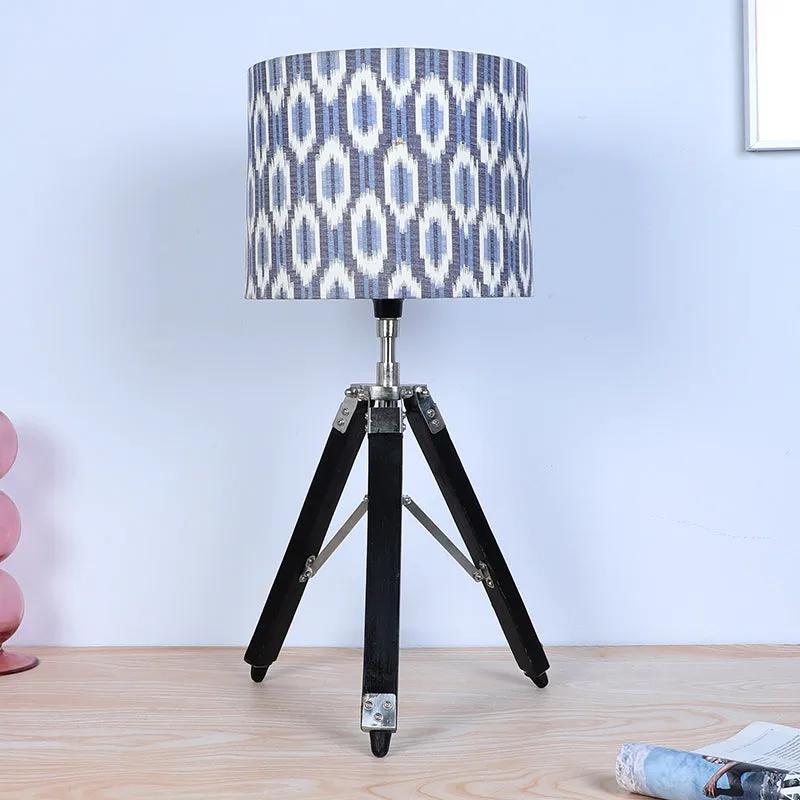 Lois Fold Printed Tripod Mango Wood Table Lamp - Blue,White,Black media 3