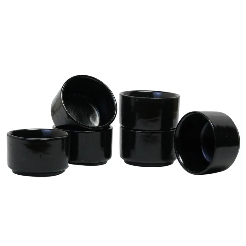Culixa Ceramic Dip Bowls (Black ,50 mL Each) - Set Of Six media 5