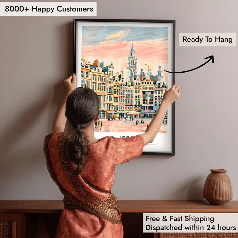 Vintage Brussels Framed Canvas Wall Painting media 6