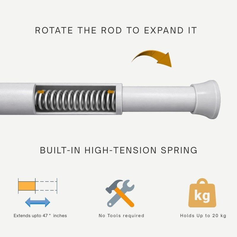 Slide Fit Extendable Metal No Drill Curtain Tension Rod - White media 5