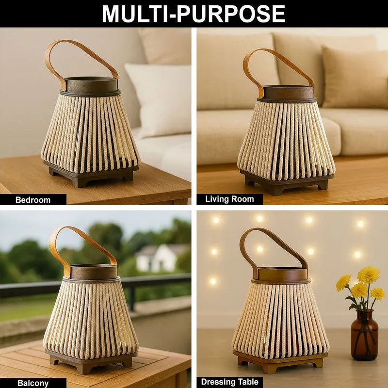 StriaGlow Bamboo Tea Light Candle Holder - Beige media 6