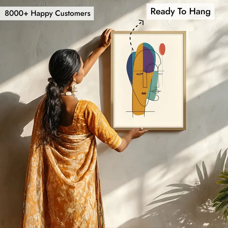 Line Of Thought Framed Canvas Archival Canvas Wall Painting - Natural Brown Frame media 6
