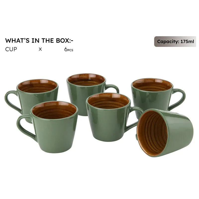 Karvaa Ceramic Tea Cup (175 mL Each)/Olive Green)- Set of Six media 4