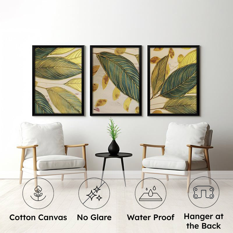 Amber Veins & Leaves Wall Art With Frame - Set Of Three media 8
