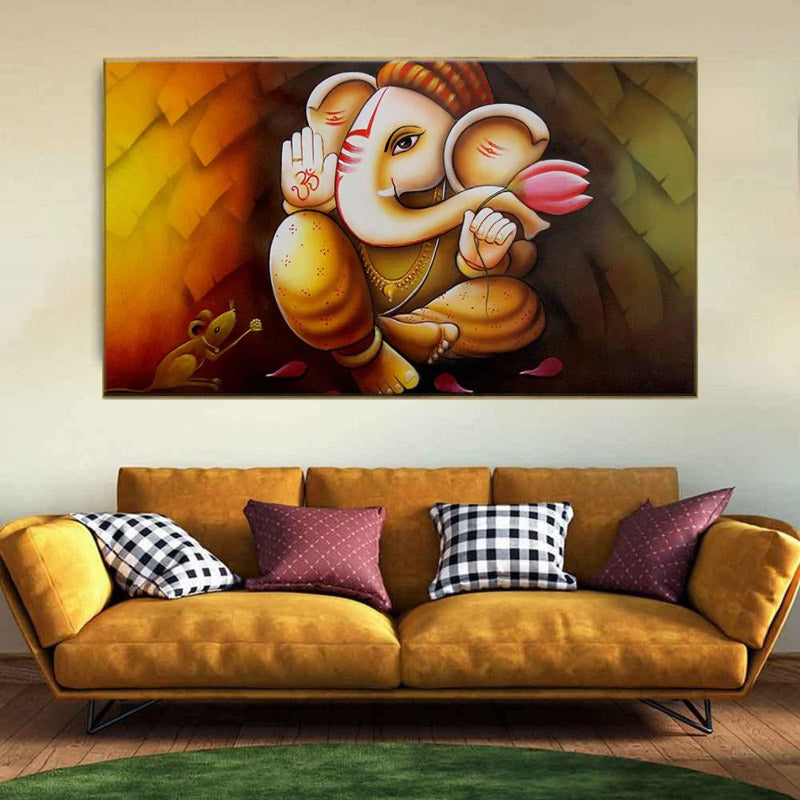 Auspicious Ganesha Canvas Wall Painting