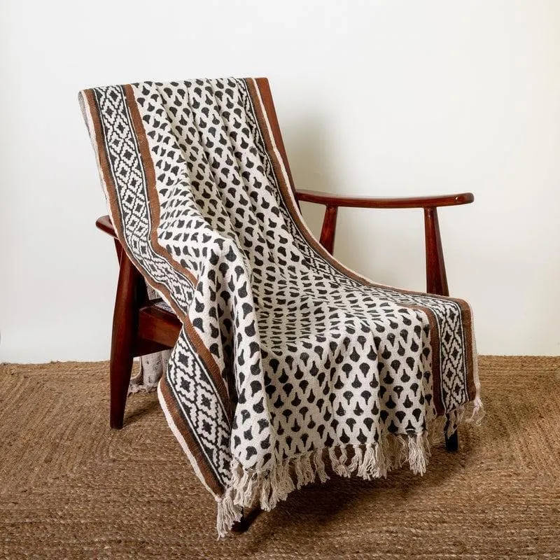 Amber Tiled Handblock Printed Throw media 1