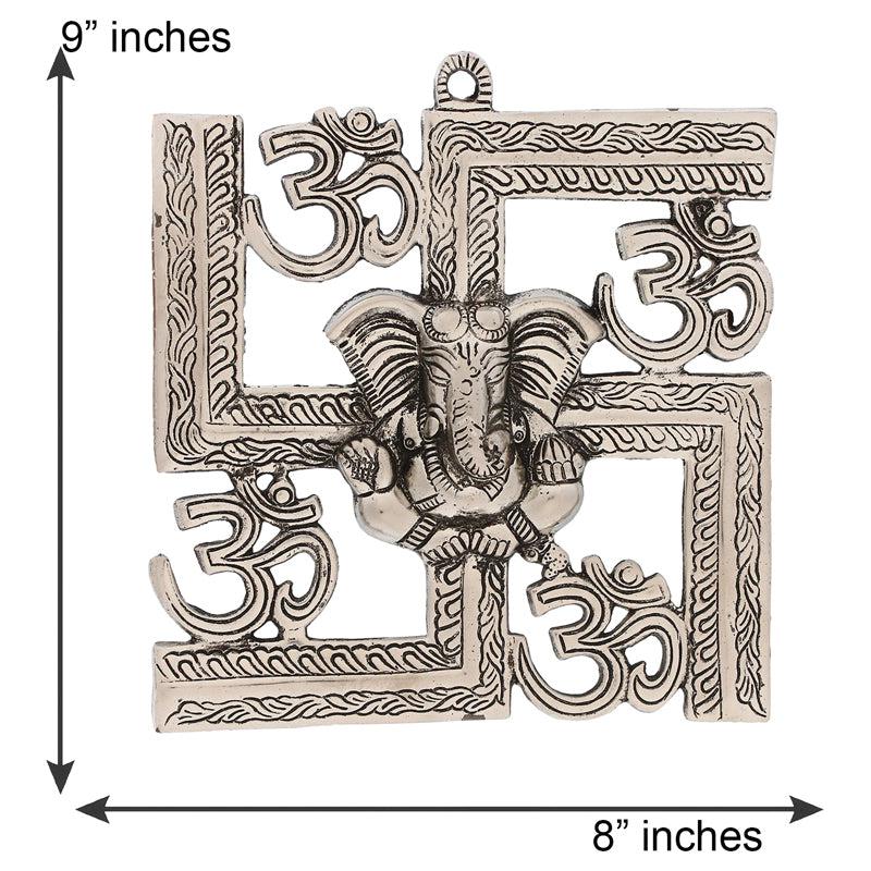 Swastika Om  Religious Metal Wall Accent - Silver media 7