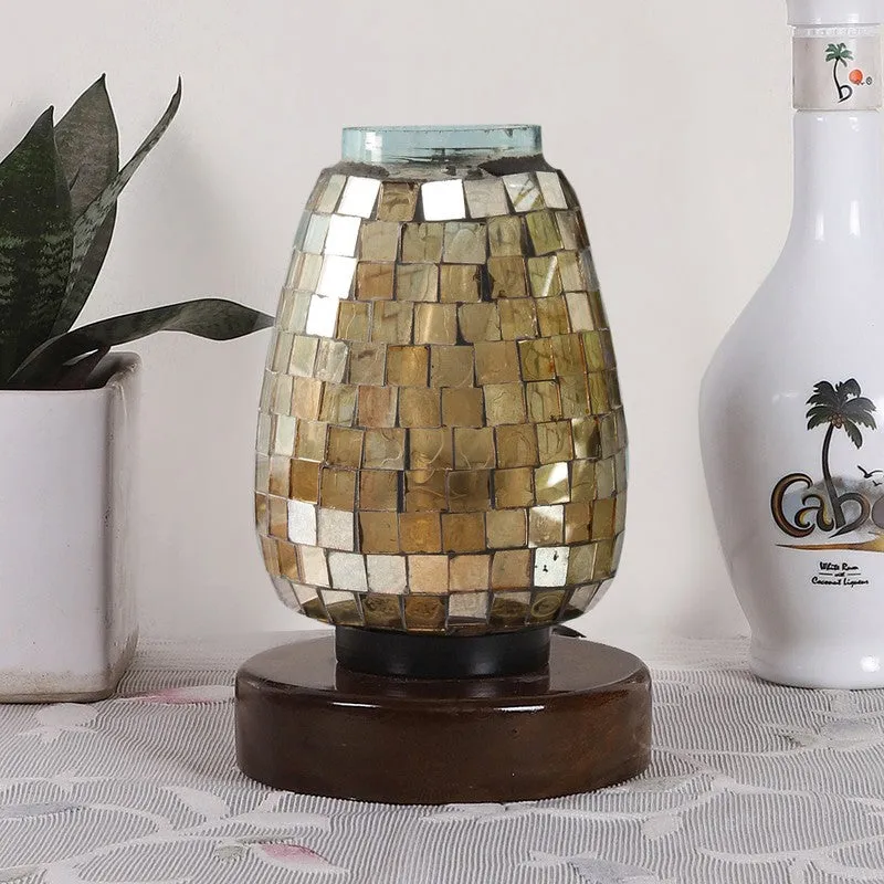 Lumyne Mosaic Glass Table Lamp With Wooden Base media 4