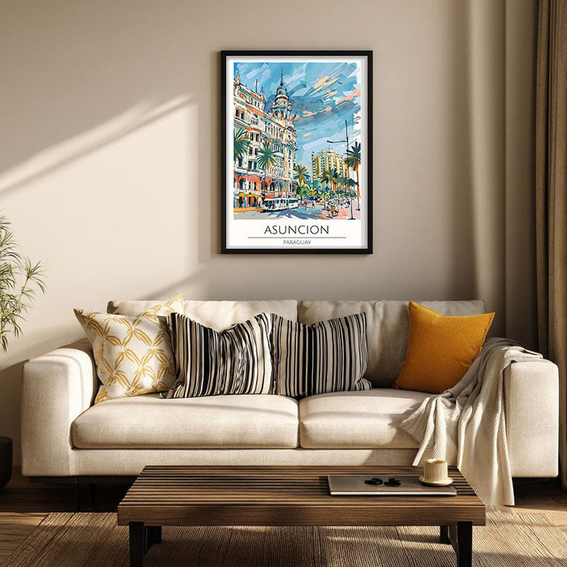 Vintage Asunción Framed Canvas Wall Painting