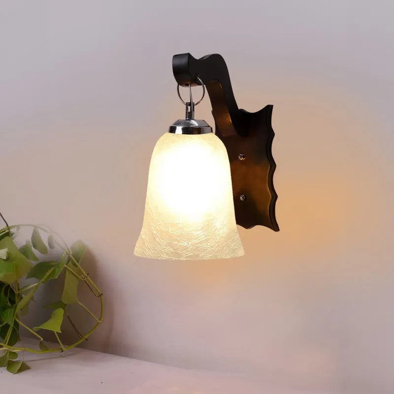 Crystal Bloom Wavy Dark-Wood Glass Wall Lamp media 4