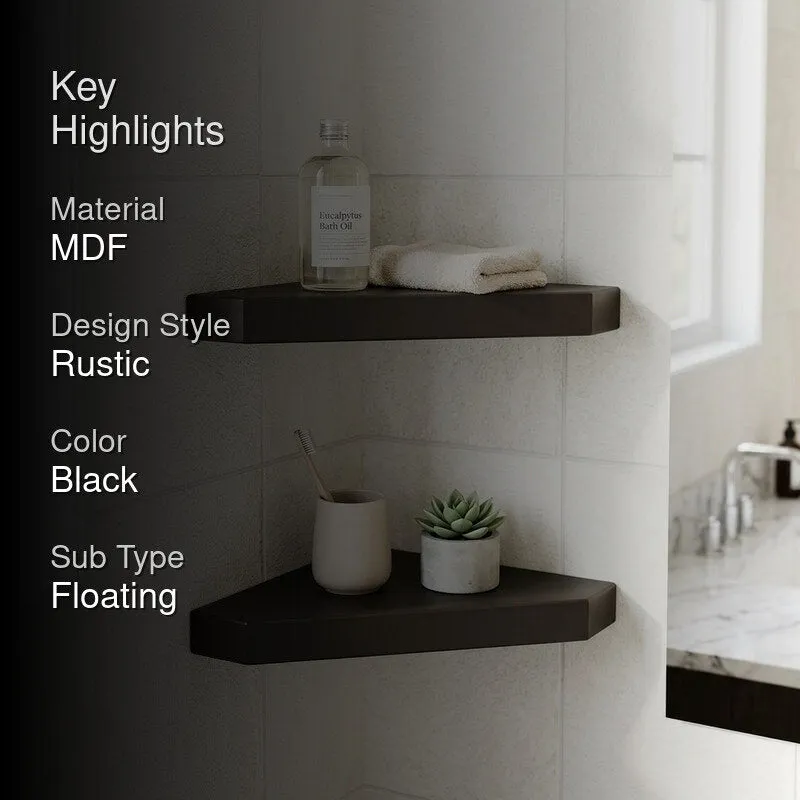 Berk Corner Floating Wall Shelf (Black) - Set Of Two media 2
