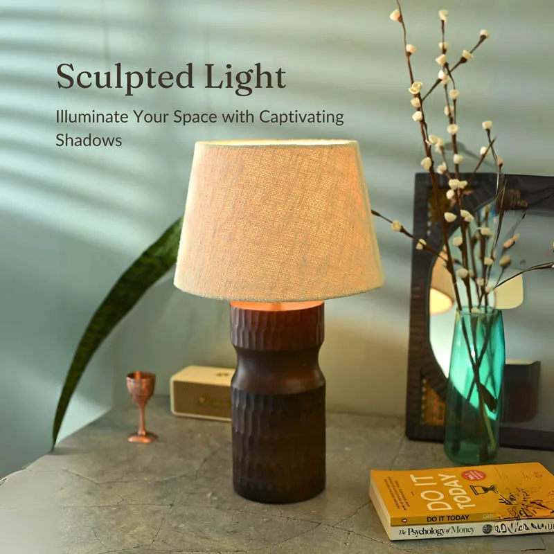 Ruda Walnut Wooden Table Lamp - Brown,Beige media 3