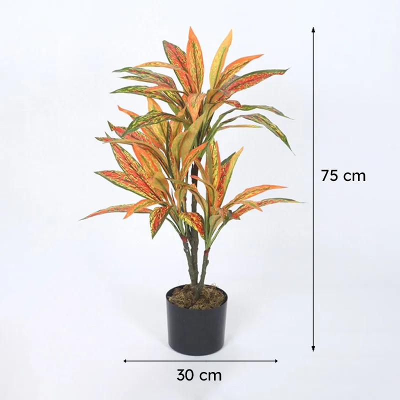 Faux Realtouch Yellow Dracaena Tree With Black Plastic Pot - 2.5 Feet media 8