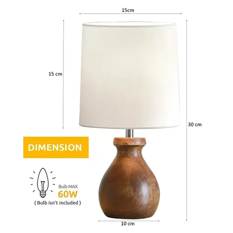 Eleera Wooden Table Lamp - White,Brown media 6