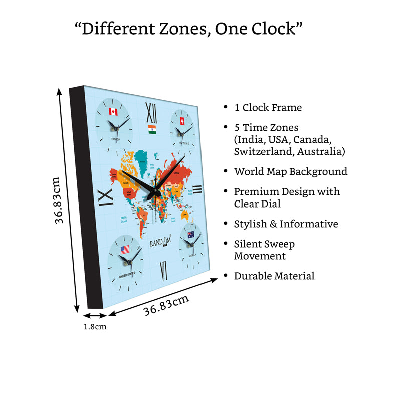 World Time Zone Wall Clock - Sky Blue media 7