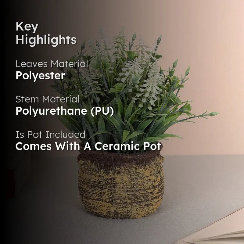Lavender Artificial Flower With Pot - White media 2