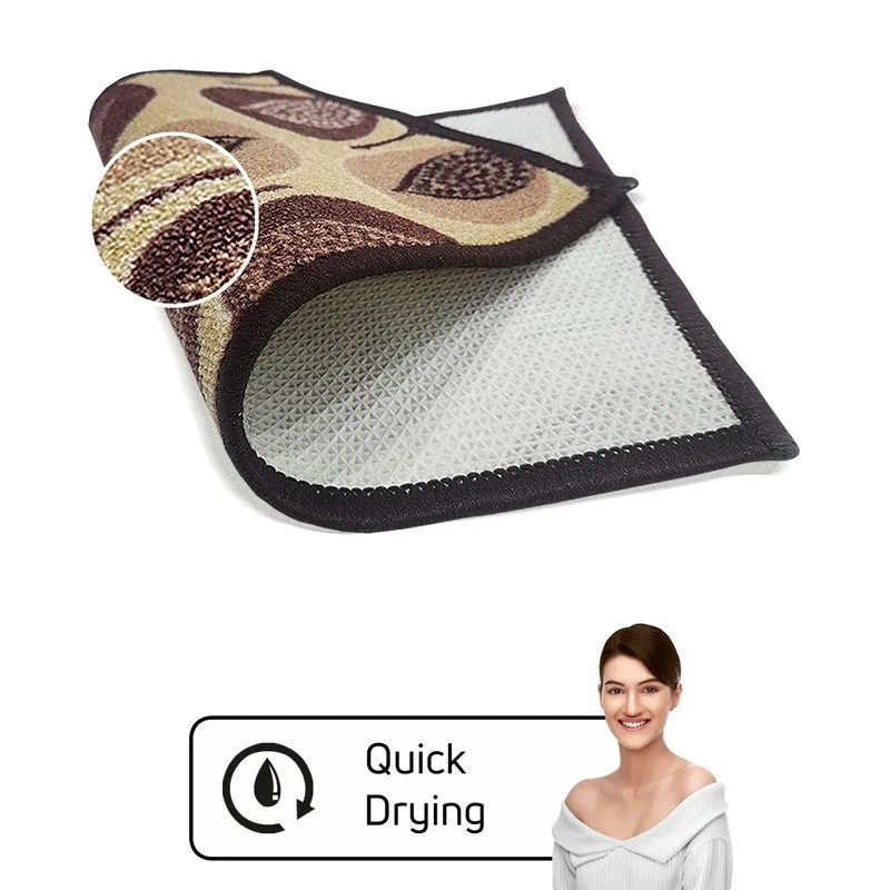 Faro Floral Nylon Door Mats - Beige,Brown media 4