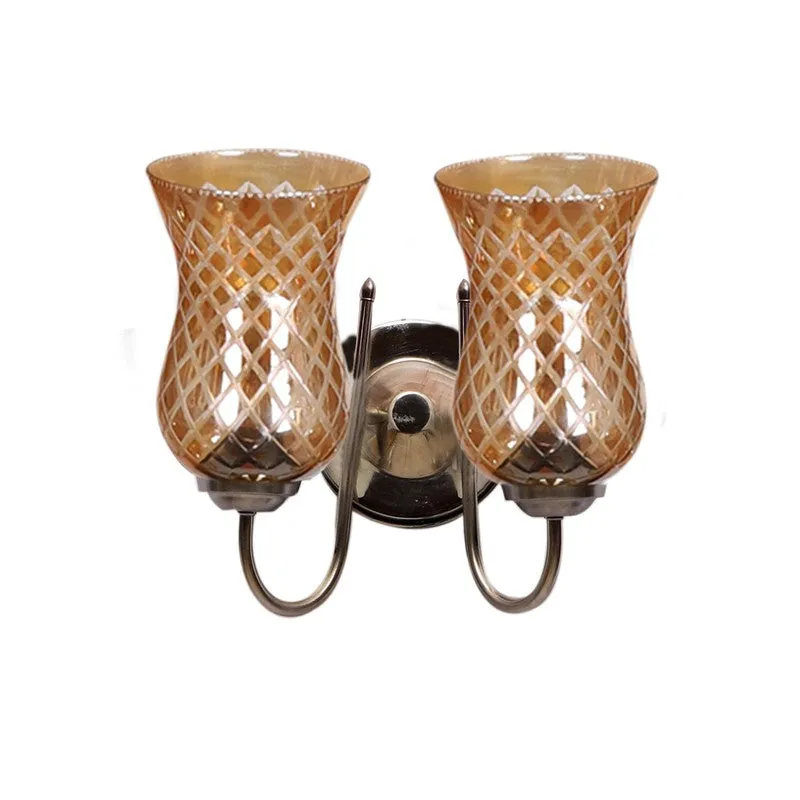 Honey Glow Decorative Steel Base Glass Wall Lamp media 6