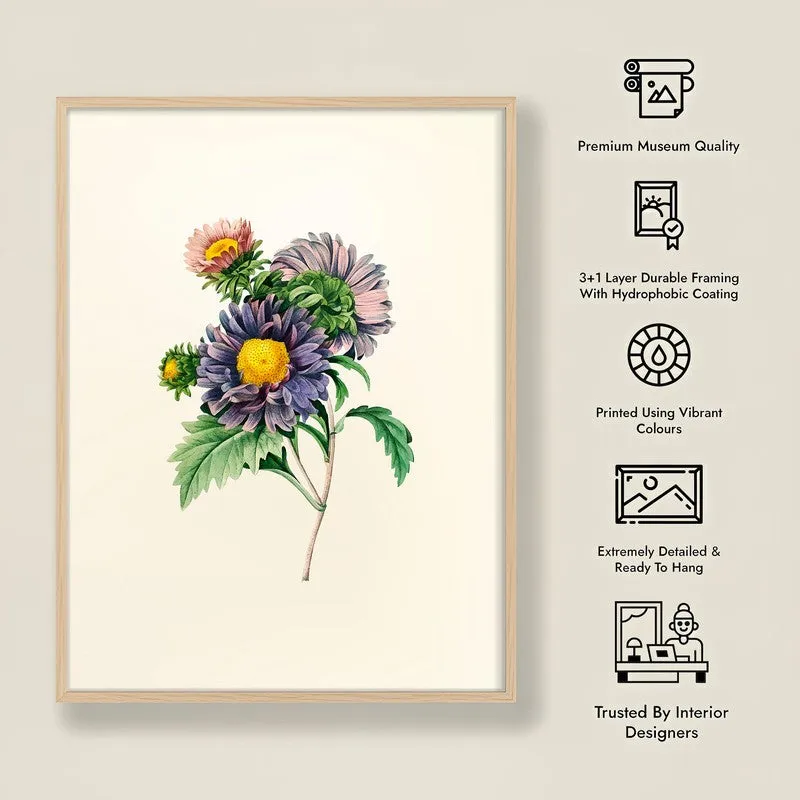 Purple Petals Archival Paper Wall Art - Natural Brown Frame media 8