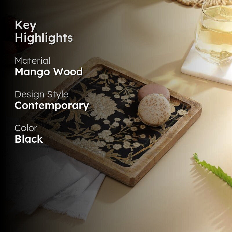 Goldo Glamour Square Mangowood Wood Platter media 2