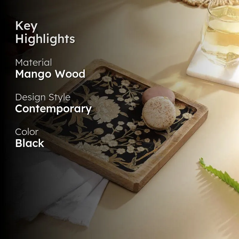 Goldo Glamour Square Mangowood Wood Platter media 2