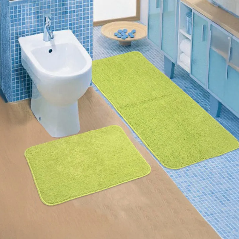 Minimal Mist Microfiber Bath Mats (Green) - Set of Two media 1