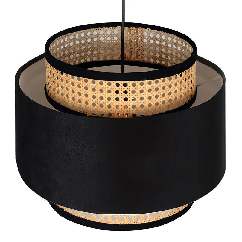 Rustic Glow Rattan Ceiling Lamp - Black media 3