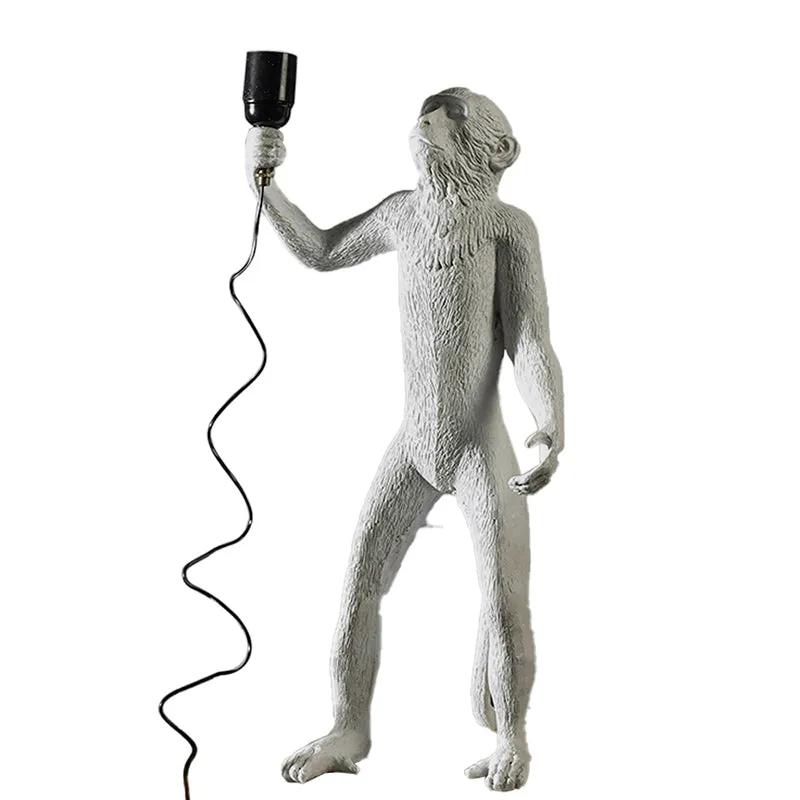 Cheeky Monkey Painted Resin Lamp - Grey,Black media 4