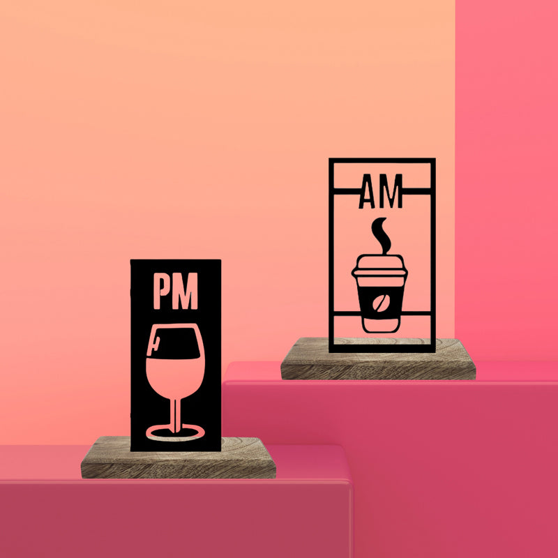 Wine PM & Coffee AM Showpiece - Set Of Two