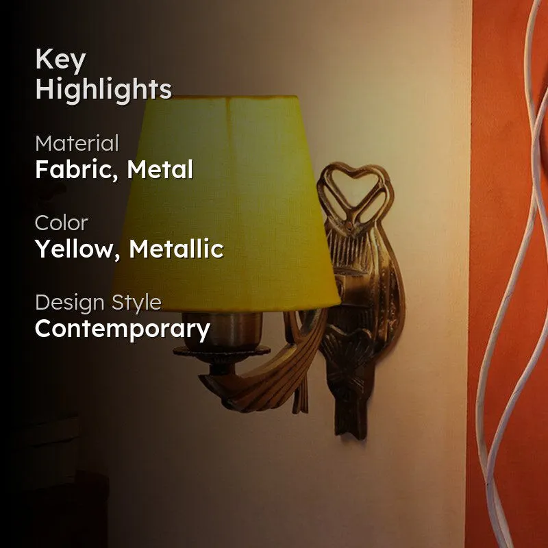 Love Gleam Atva Conical Fabric & Metal Wall Lamp - Yellow media 2