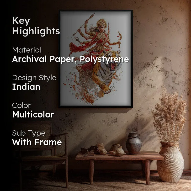 Maa Durga With Tiger Archival Paper Wall Art media 2