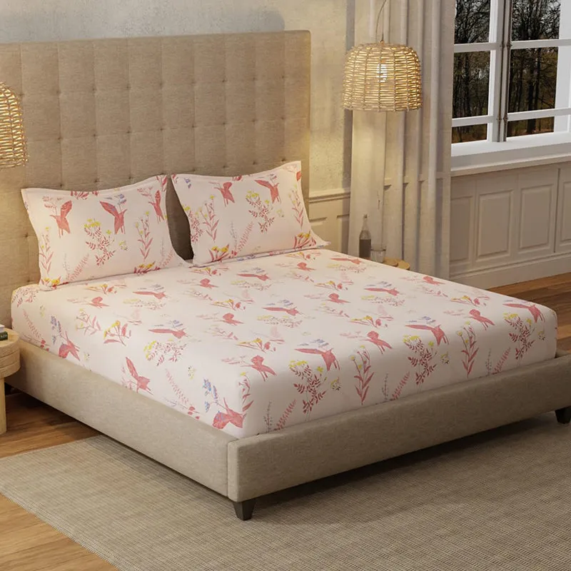 Urban Space Whisper Peach Cotton Bedsheet - 200 TC media 1
