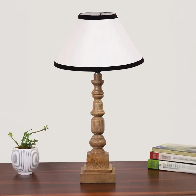 Cotin II Stripe Arbor Wooden Table Lamp - White,Brown media 3