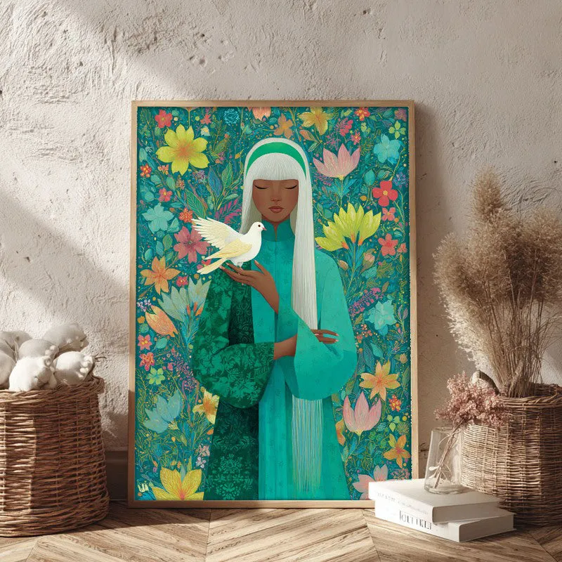 Dove Whisper Canvas Wall Painting - Brown Frame media 3