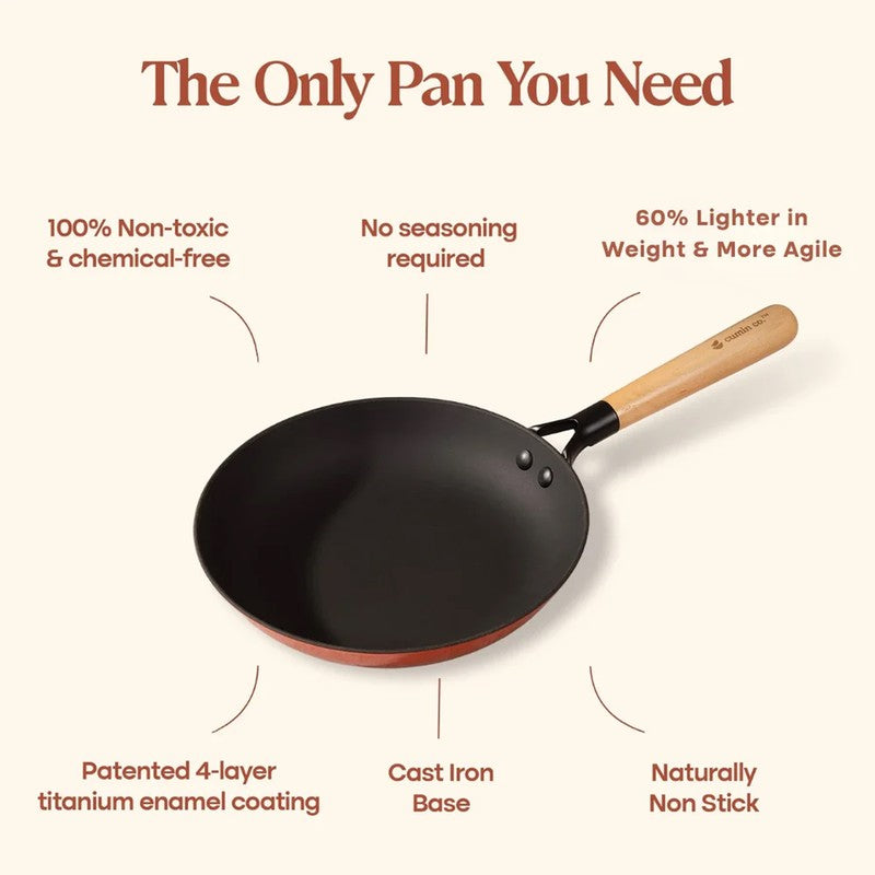 Cumin Co Enamel Cast Iron Frying Pan (Rust) - 2500 mL media 6