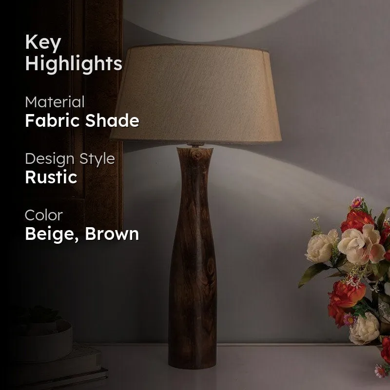 Harmony Glimpse Fabric Table Lamp With Drum Shade - Beige,Brown media 2