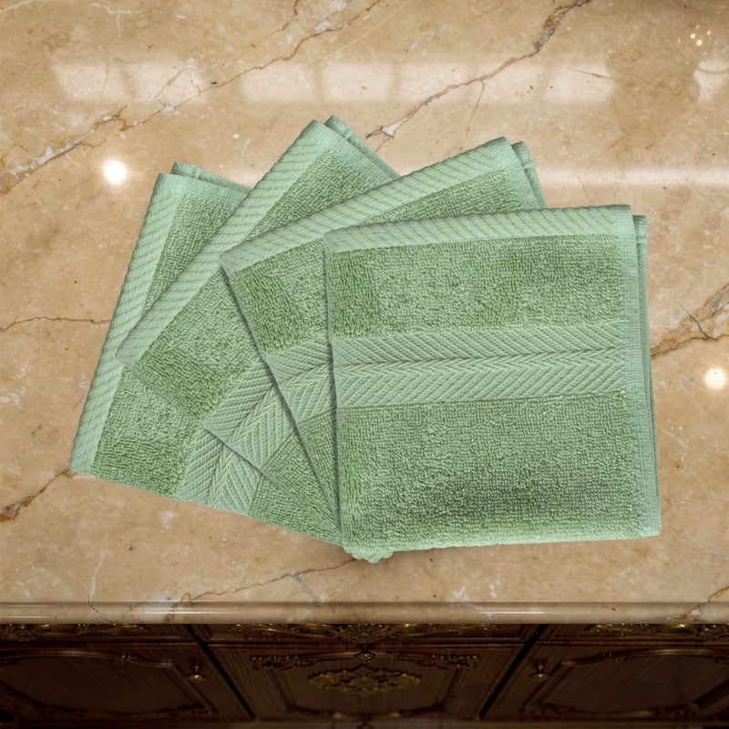 PlushAura Cotton Face Towel (Olive) - Set Of Four media 5