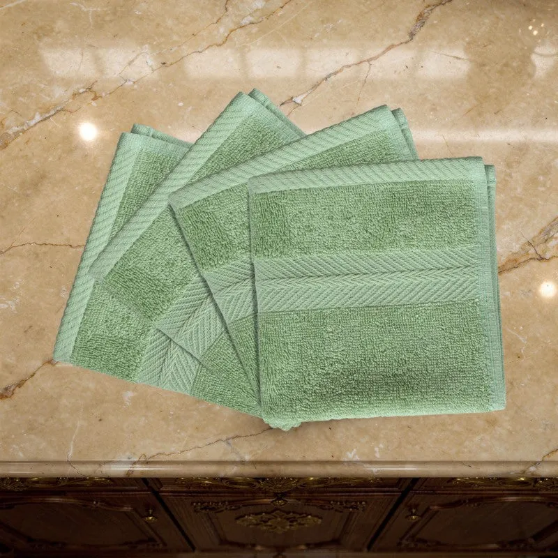 PlushAura Cotton Face Towel (Olive) - Set Of Four media 5