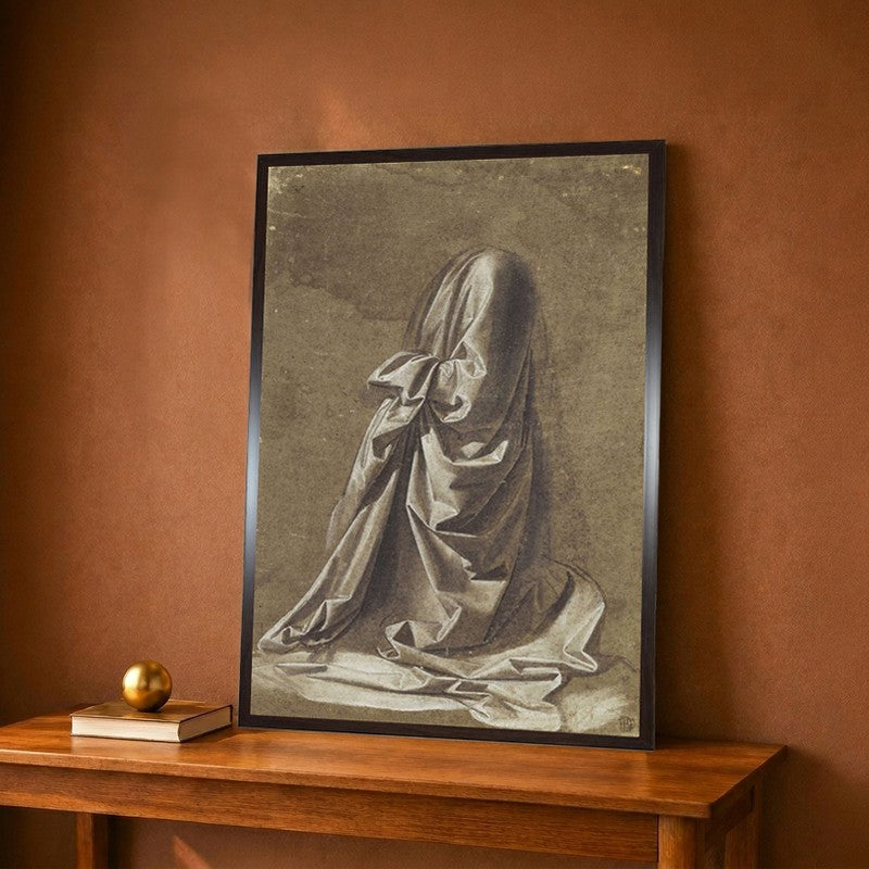 Drapery Study For A Kneeling Figure Canvas Wall Painting - 12 x 18 Inches