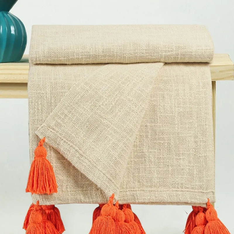 Tassura Tasselled Cotton Throw - Orange media 6