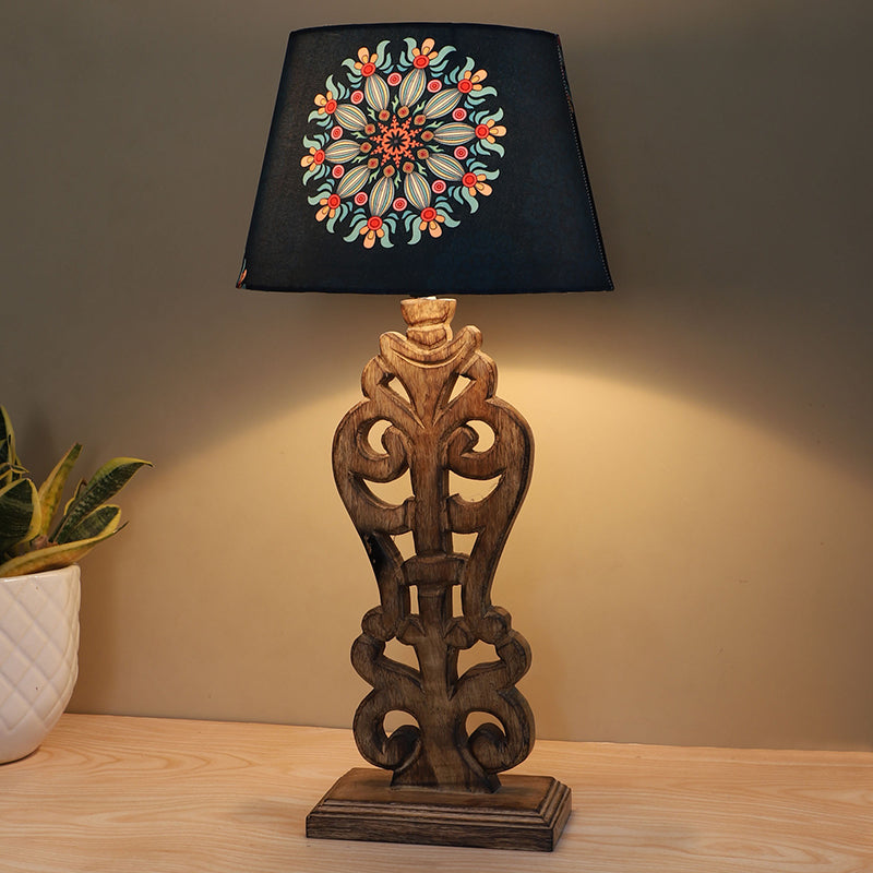 Toile Deco Printed Mango Wood Table Lamp - Multicolor