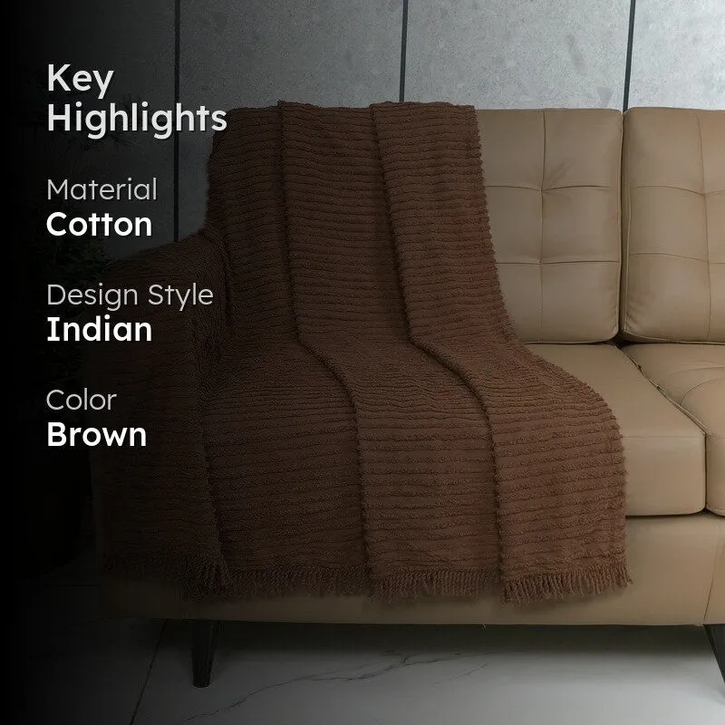 LuxeLayer Cotton Throw - Brown media 2
