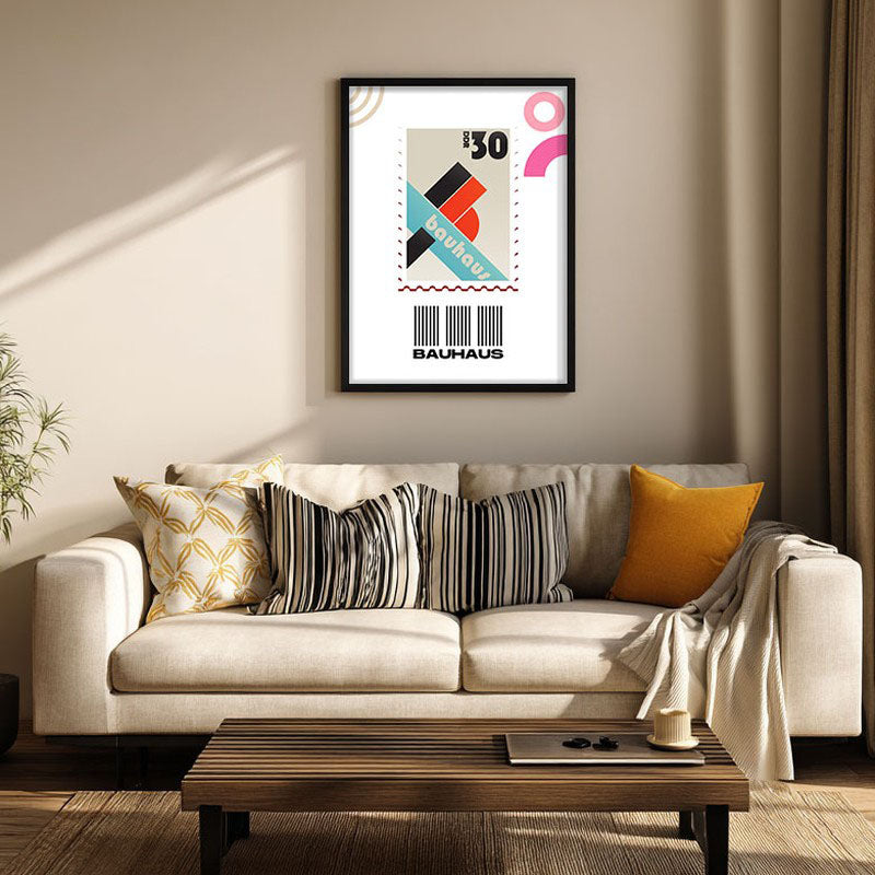 Postal Stamp Archival Canvas Wall Art - Black Frame