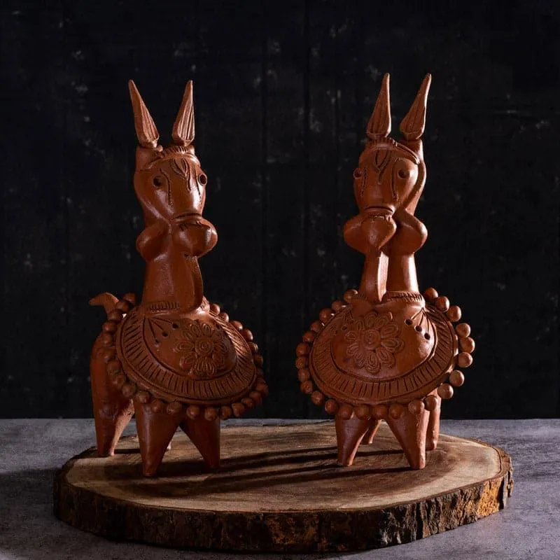 Kathakali Horse Showpiece - Set Of Two media 1