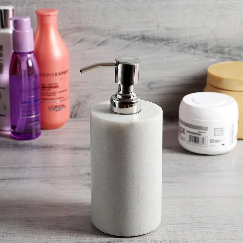 Alabaste Marble Soap Dispenser - White & Silver media 3