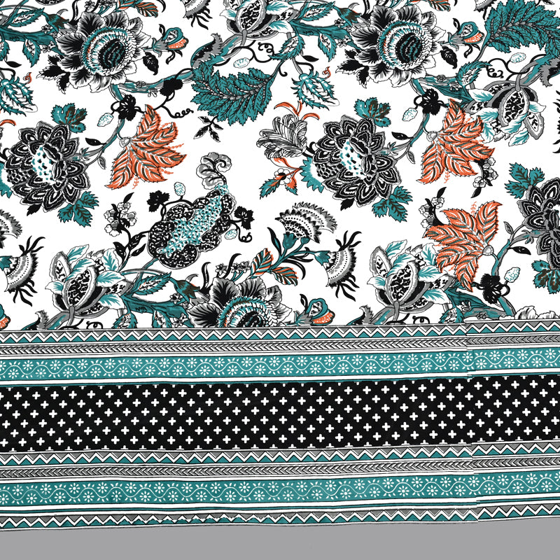 Gulab-E-Gulzaar Cotton Bedsheet (Ice Blue) - 144 TC media 5