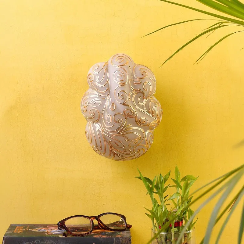 Ganesha Divine Glass Wall Lamp - White & Gold media 3
